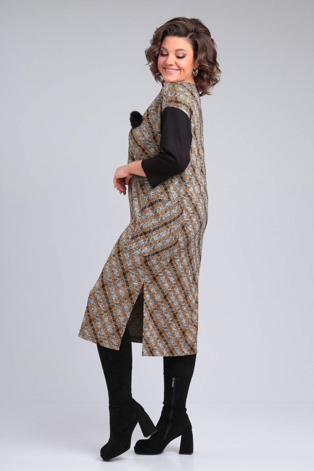 Платье Мишель Шик 2150 черный, горчичный