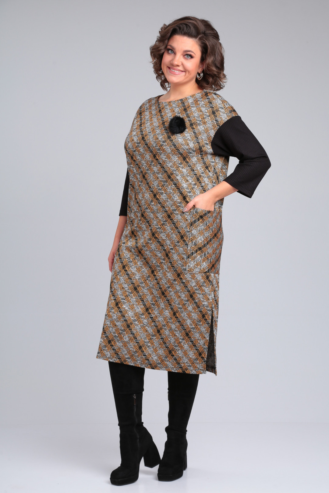 Платье Мишель Шик 2150 черный, горчичный