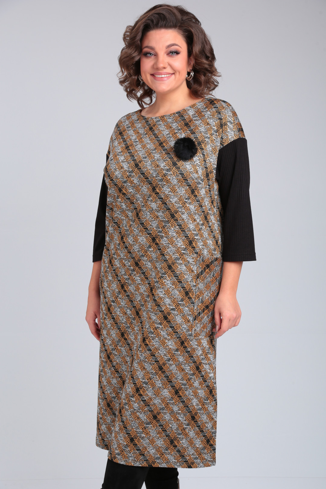 Платье Мишель Шик 2150 черный, горчичный