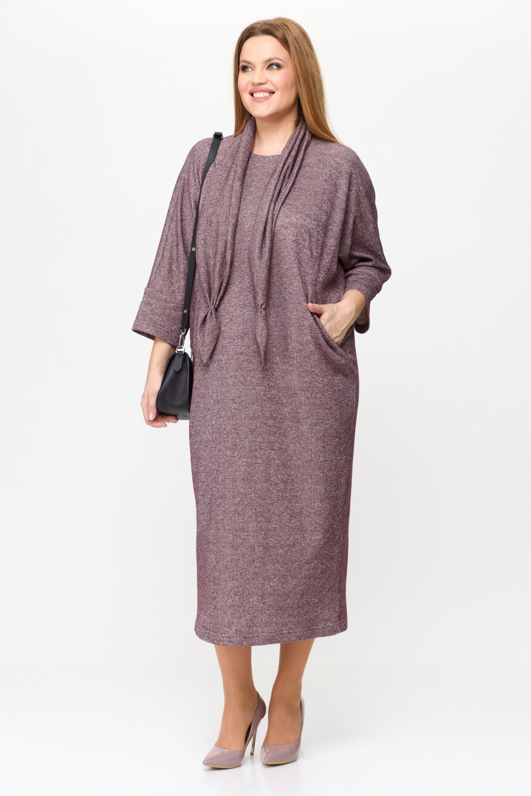 Платье Мишель Шик 2157 бордовый, блеск - фото 4