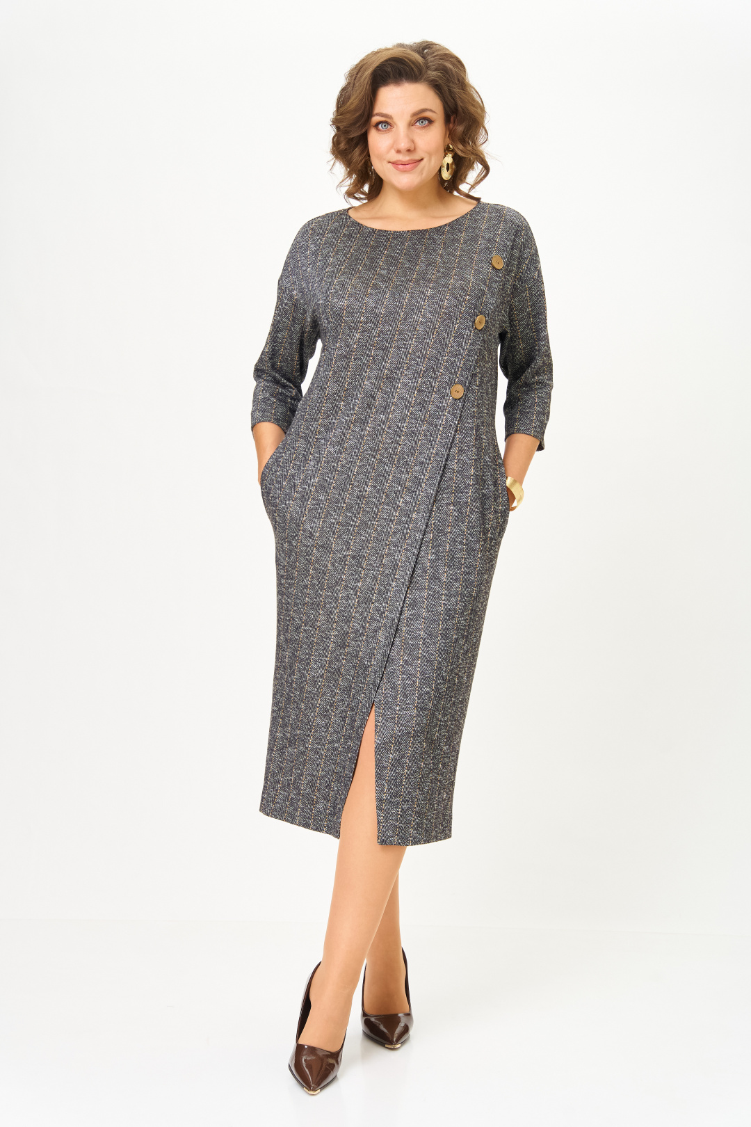 Платье Мишель Шик 2190 серая елочка - фото 2