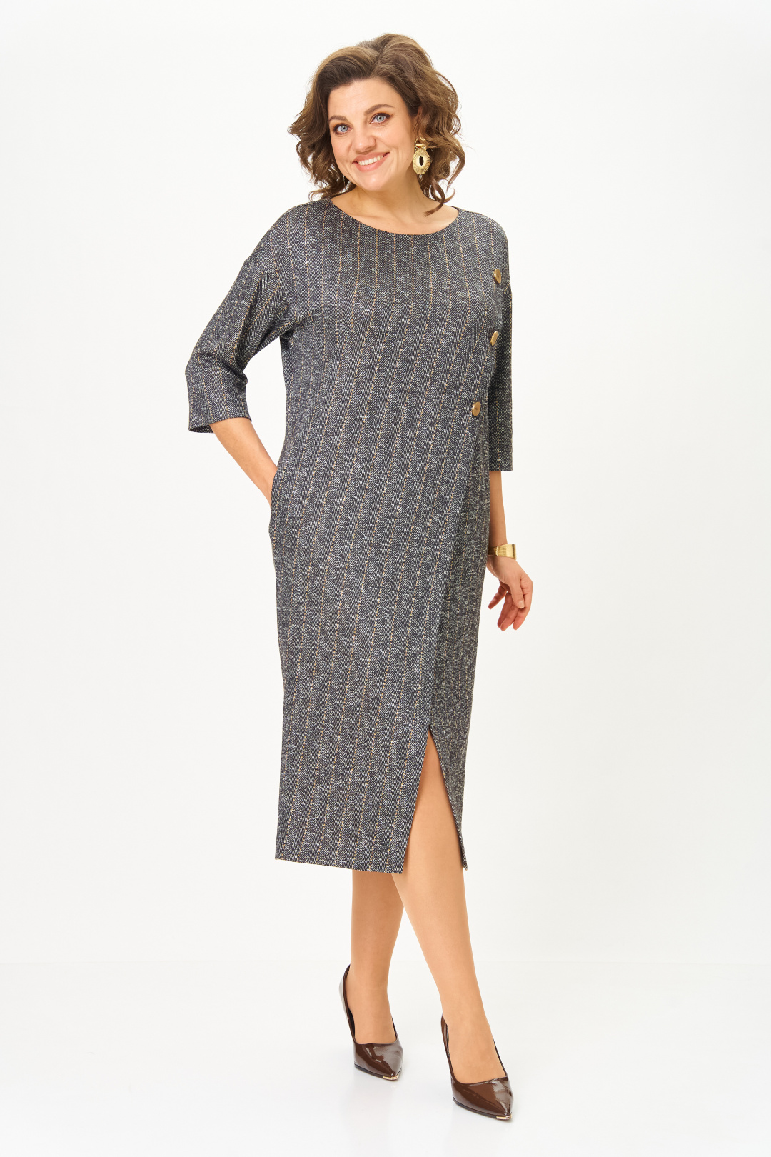 Платье Мишель Шик 2190 серая елочка - фото 4