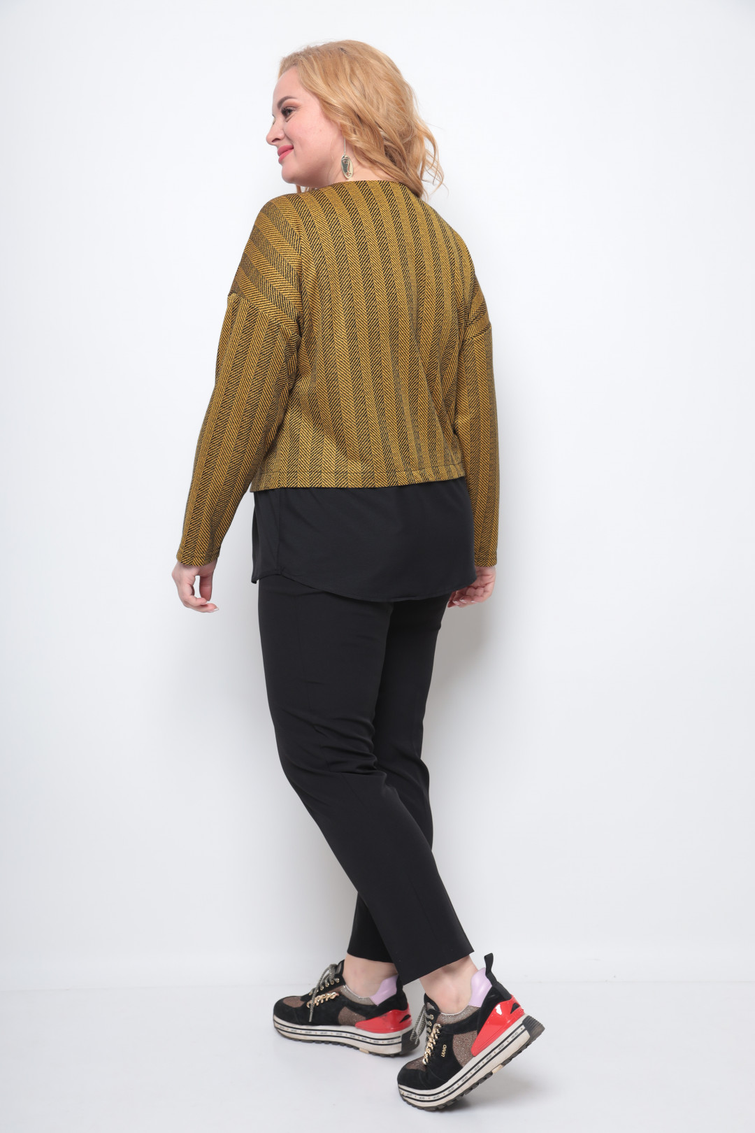 Джемпер Мишель Шик 755 горчичный, черный - фото 2