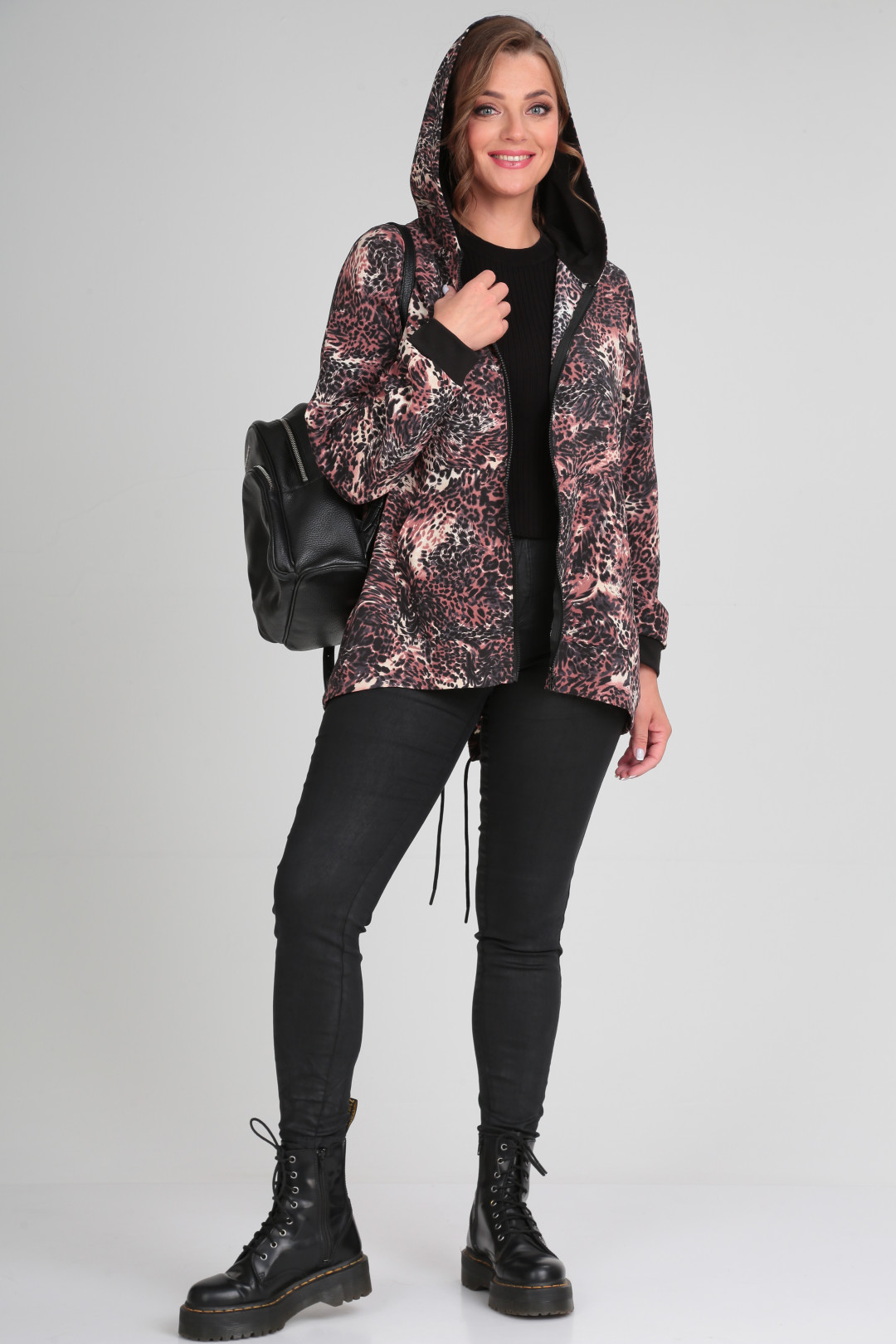 Джемпер Мишель Шик 770 черный, леопардовый принт - фото 2