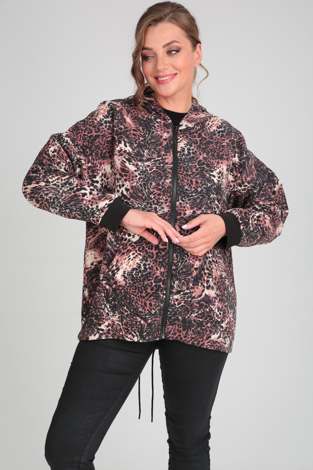 Джемпер Мишель Шик 770 черный, леопардовый принт - фото 3