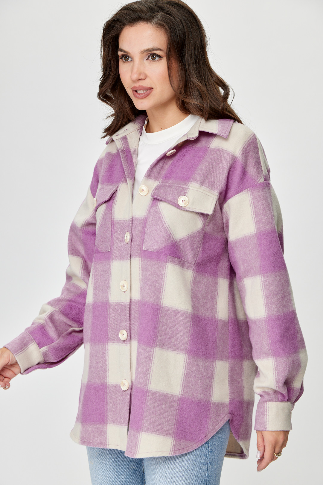 Блузка Мишель Шик 777 розовый, клетка - фото 3