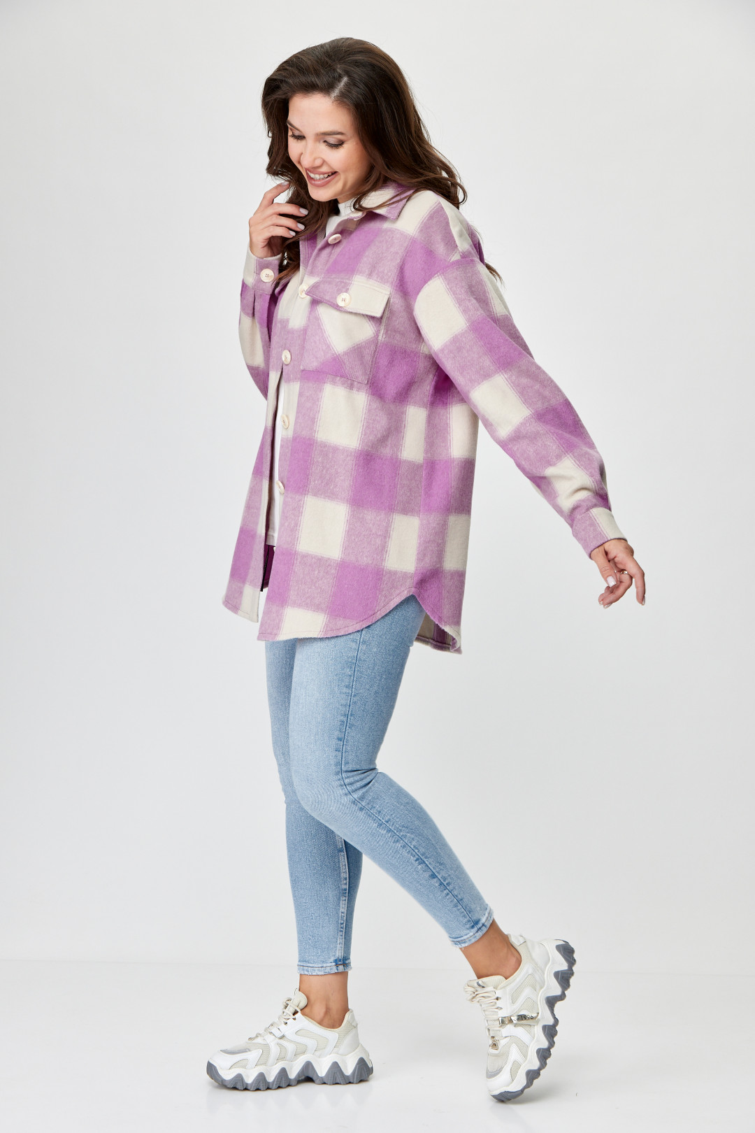 Блузка Мишель Шик 777 розовый, клетка - фото 6