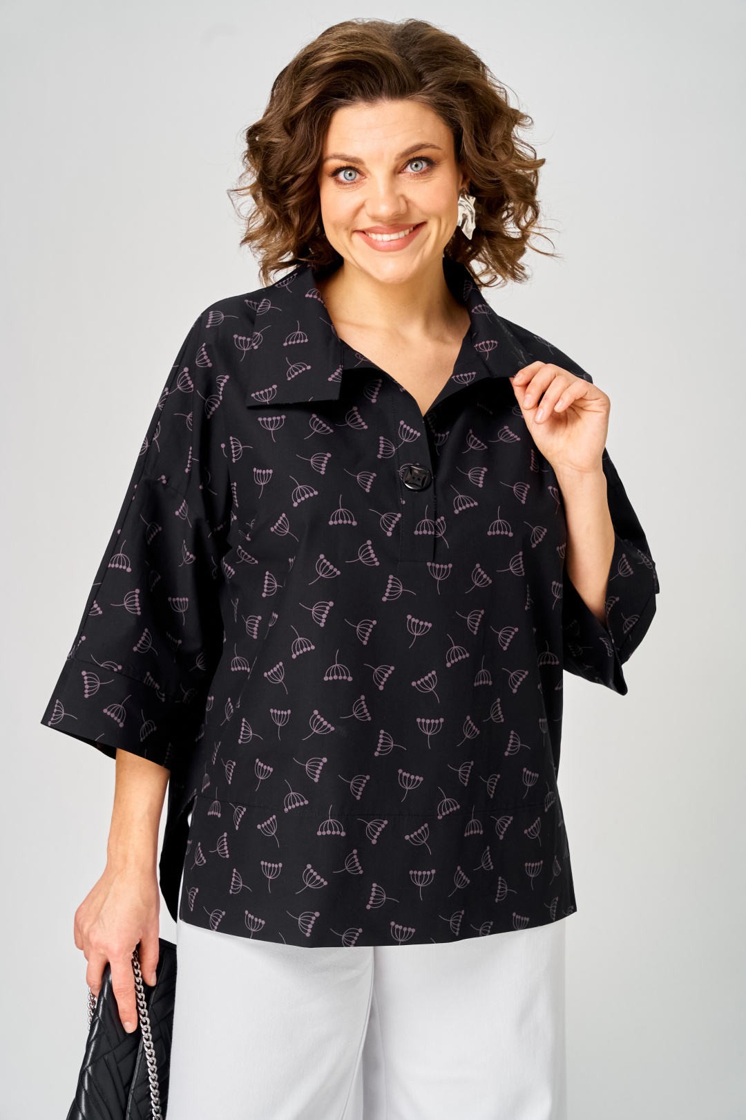 Блуза Мишель Шик 786 черный + зонтик - фото 1