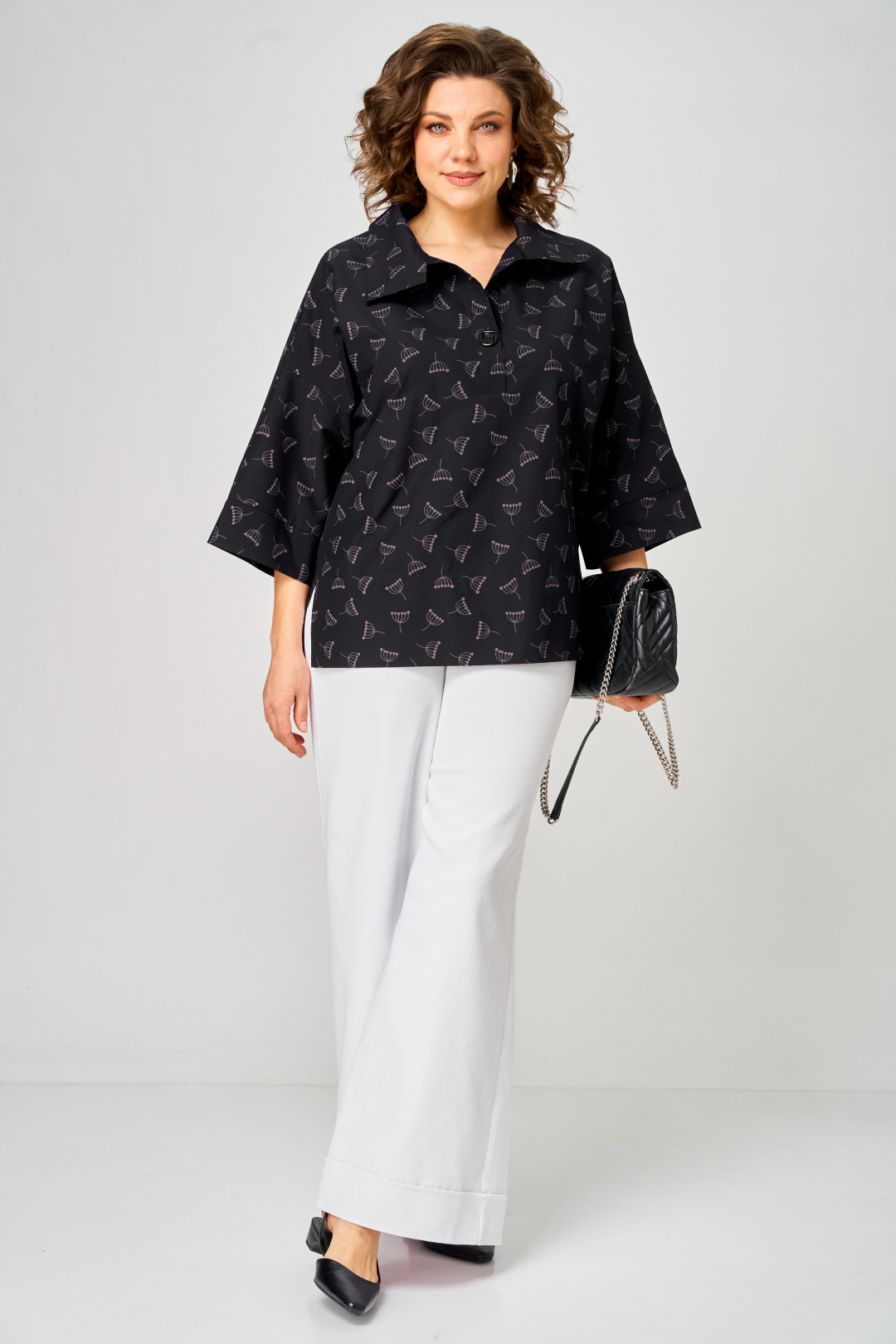 Блуза Мишель Шик 786 черный + зонтик - фото 2