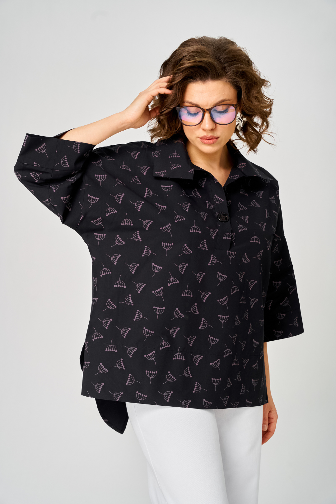 Блуза Мишель Шик 786 черный + зонтик - фото 6