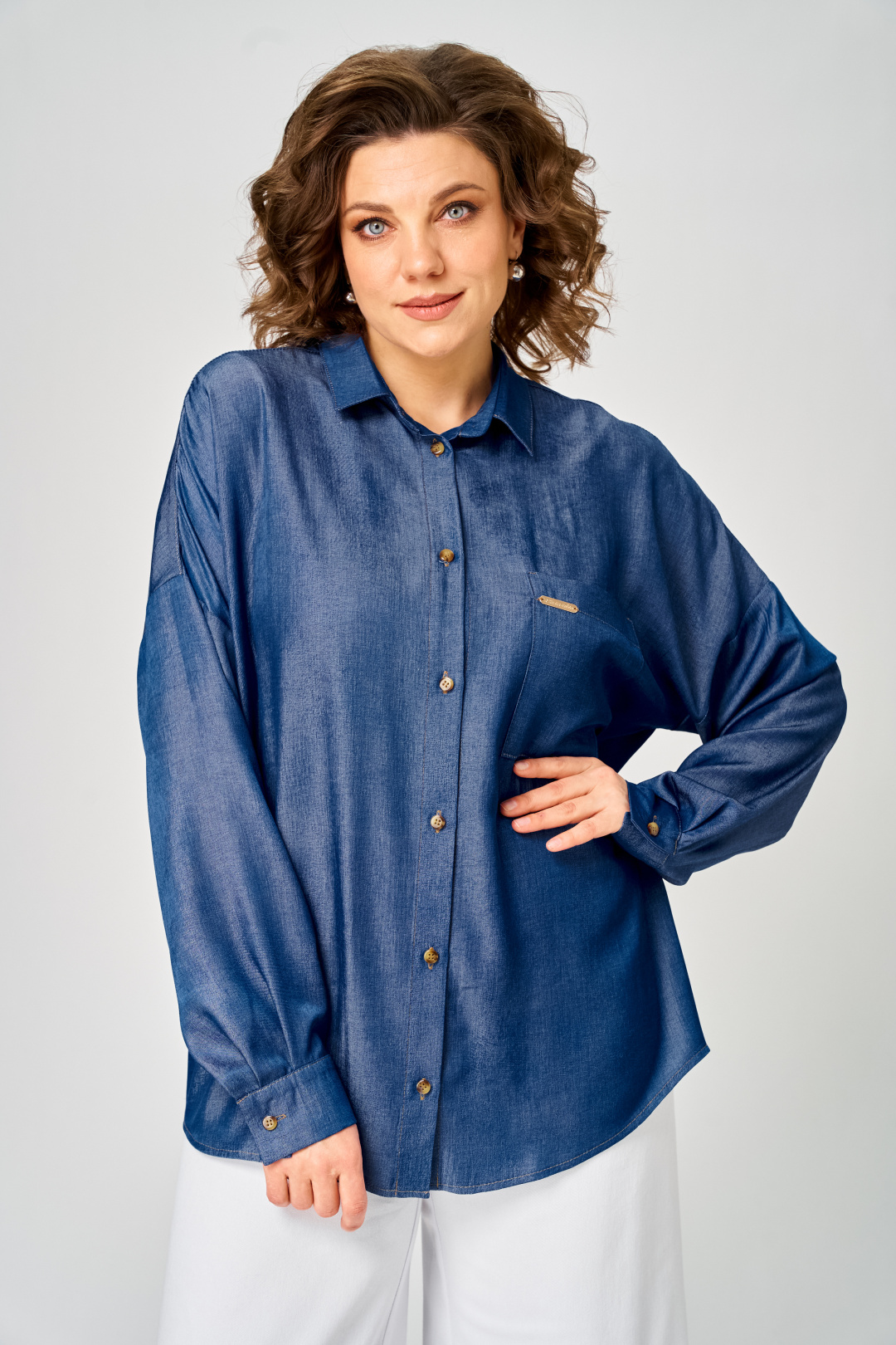 Блуза Мишель Шик 797 легкий деним - фото 1