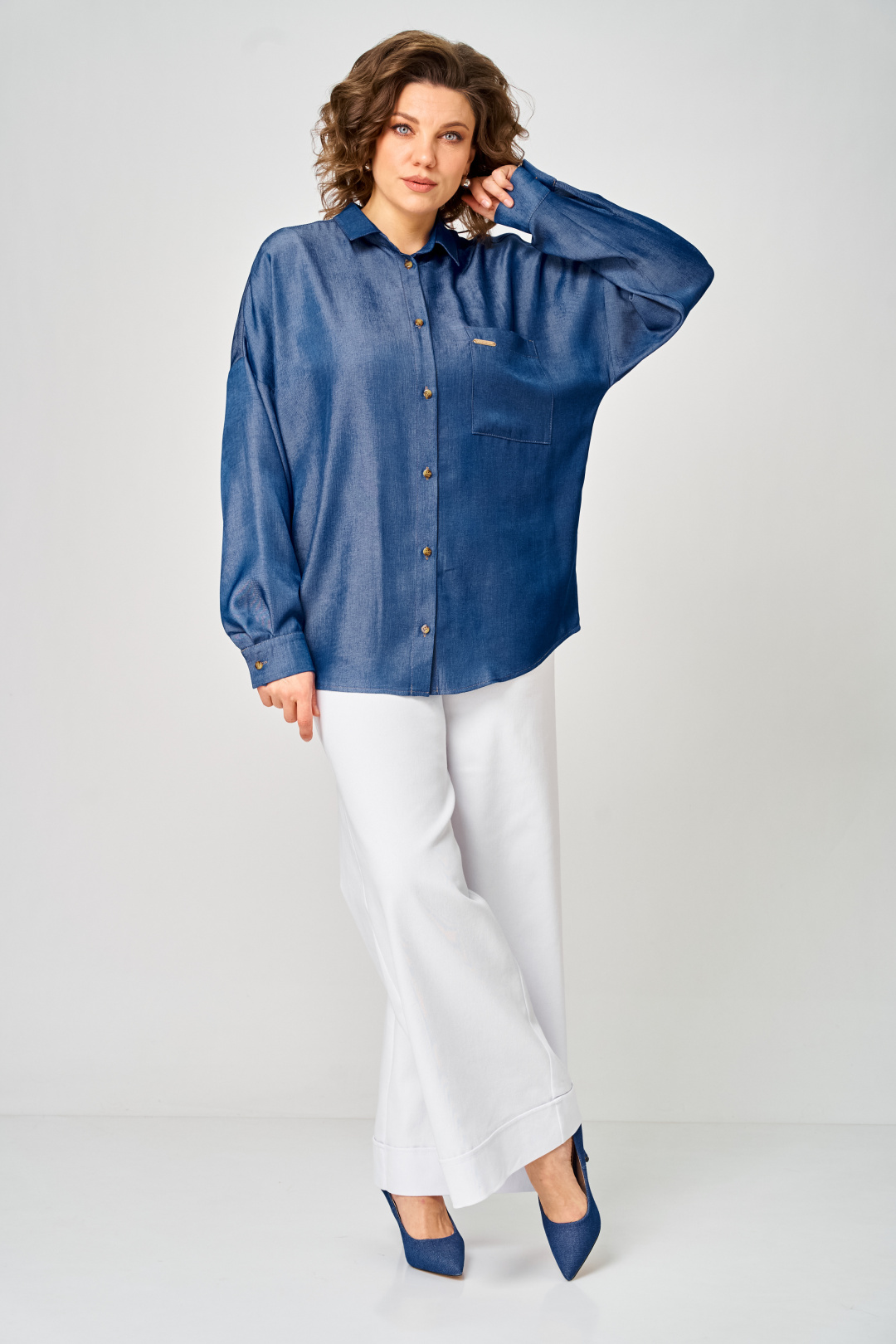 Блуза Мишель Шик 797 легкий деним - фото 2