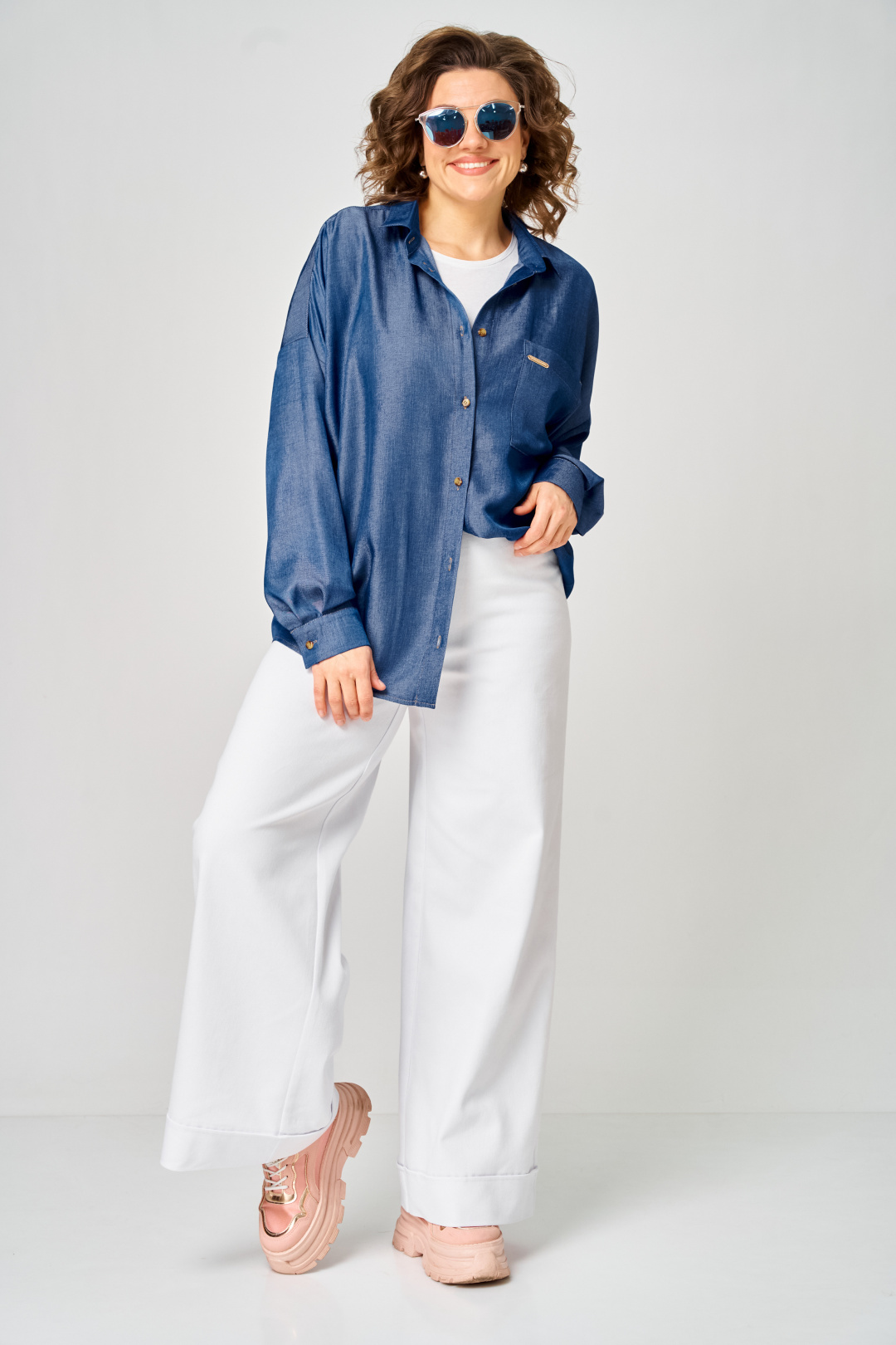 Блуза Мишель Шик 797 легкий деним - фото 3