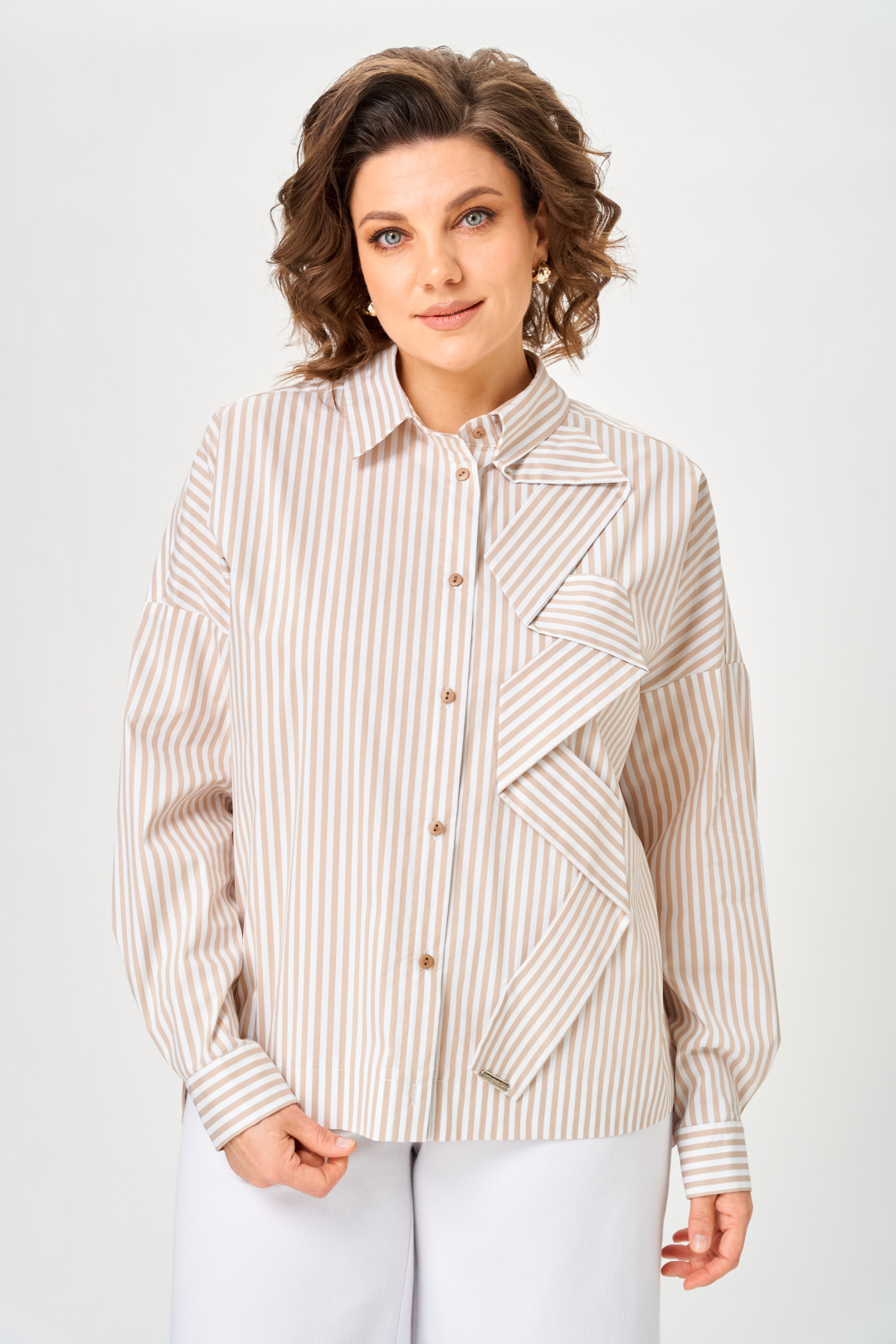 Блуза Мишель Шик 798 полоска бежевая - фото 1