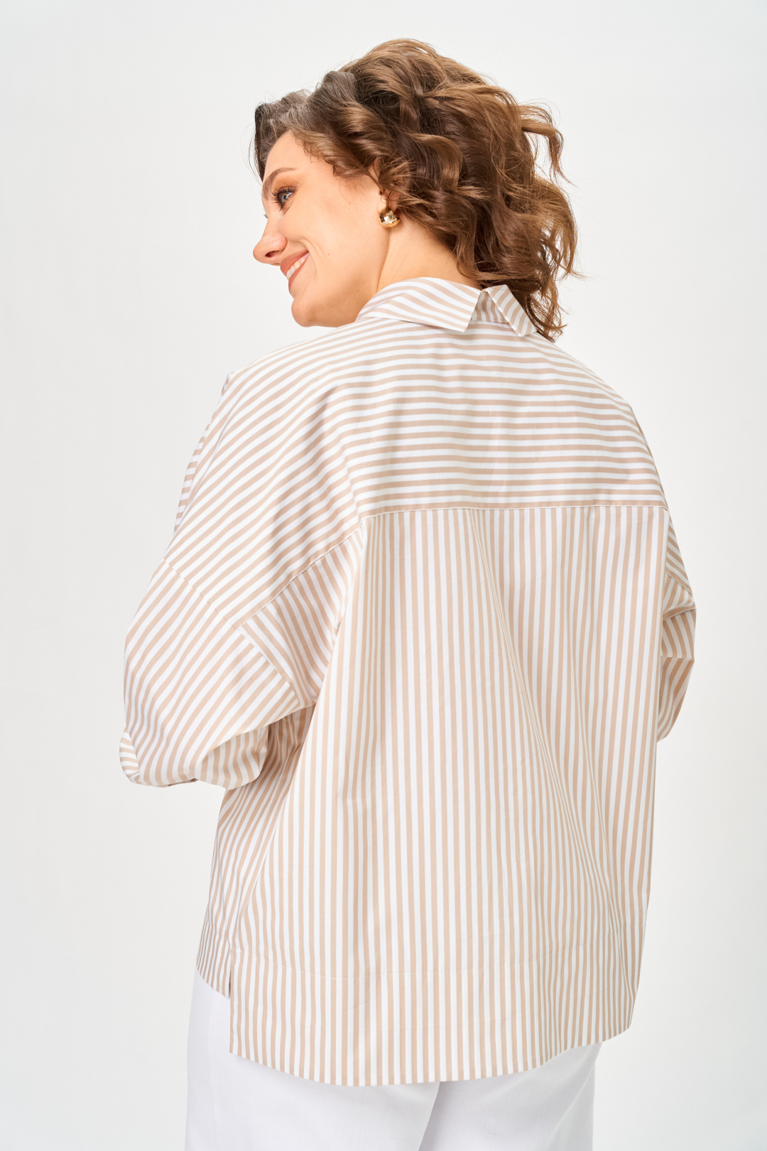 Блуза Мишель Шик 798 полоска бежевая - фото 5