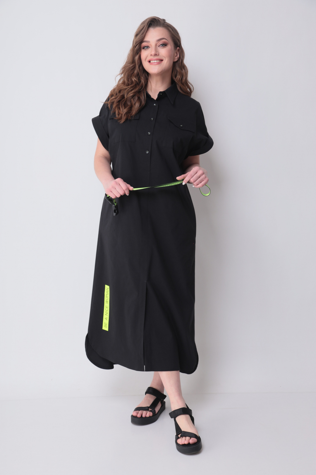 Платье Мишель Шик 993/2 черный, салатовый - фото 2