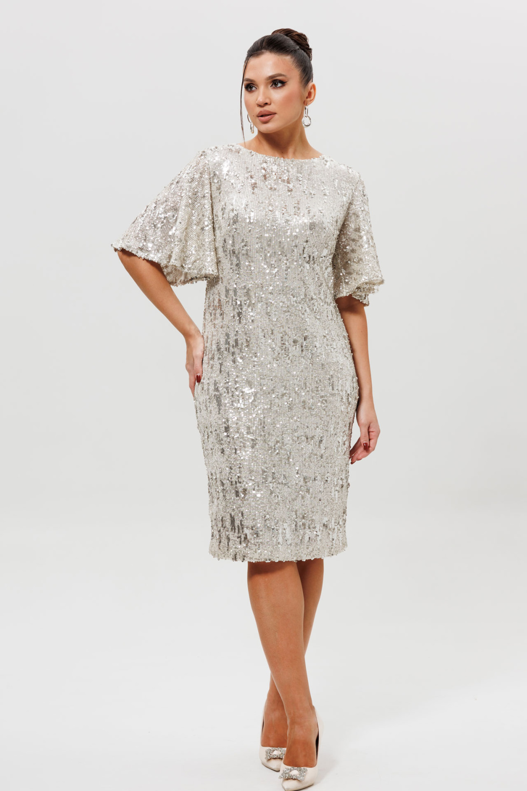 Платье MisLana 1037-1 серебро