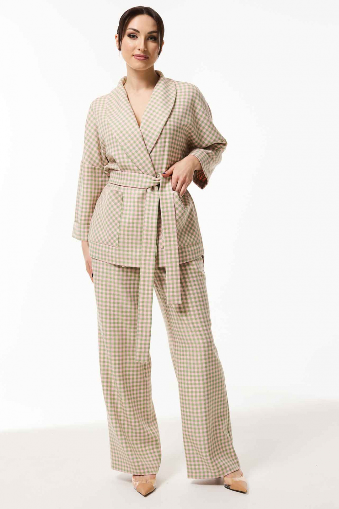 Костюм MisLana 1054 беж-розовый-зеленый - фото 1