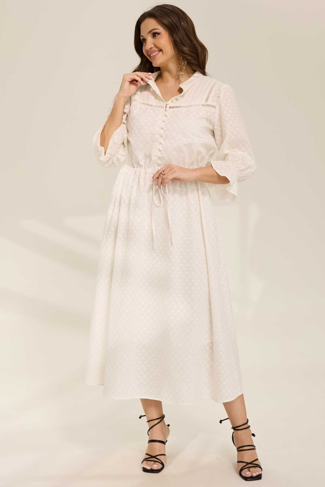 Платье MisLana 1092 молочный - фото 4