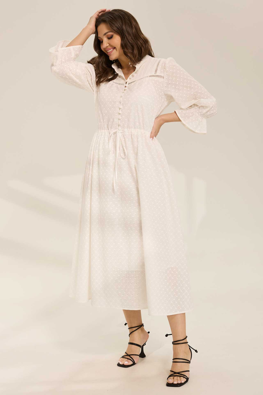 Платье MisLana 1092 молочный - фото 5