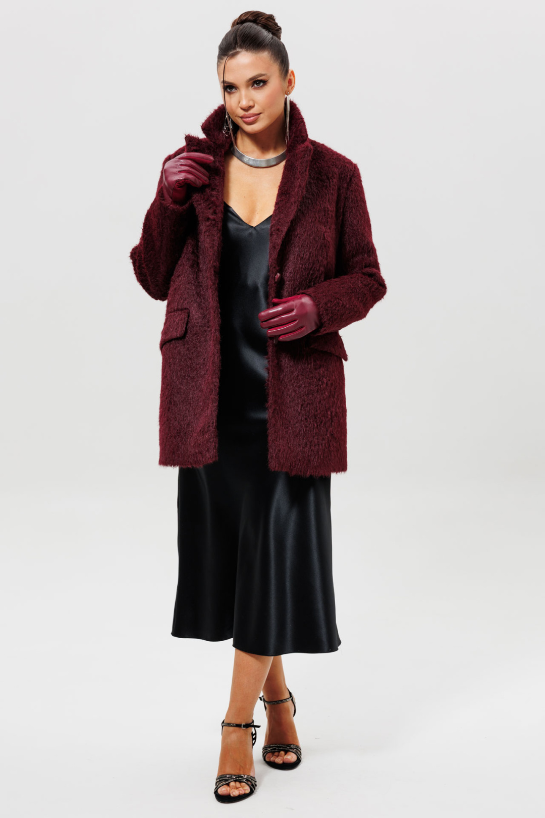 Пальто MisLana 1148 бордовый - фото 1