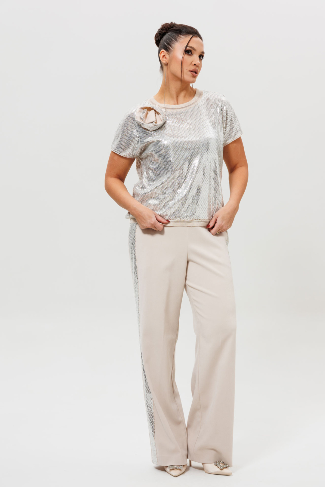 Костюм MisLana 1277 серебро + беж