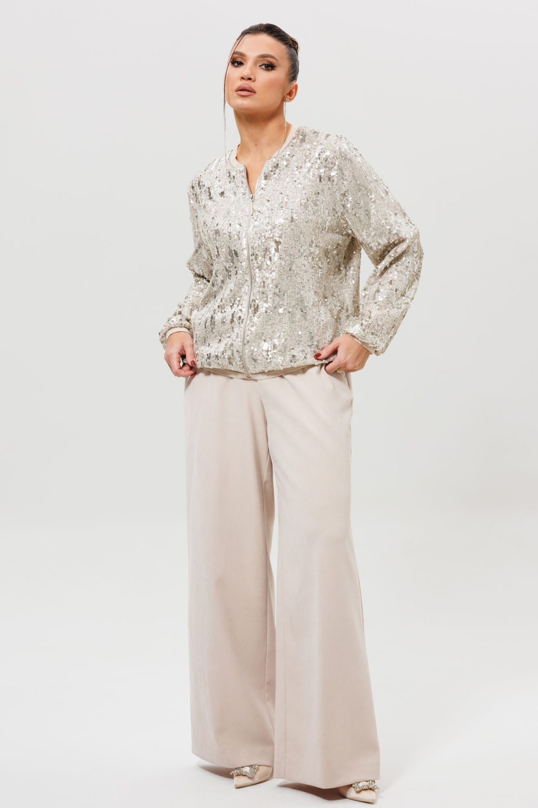 Костюм MisLana 1279к серебро + беж