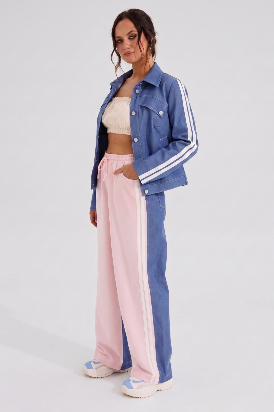 Костюм MisLana 1352 джинс + розовый