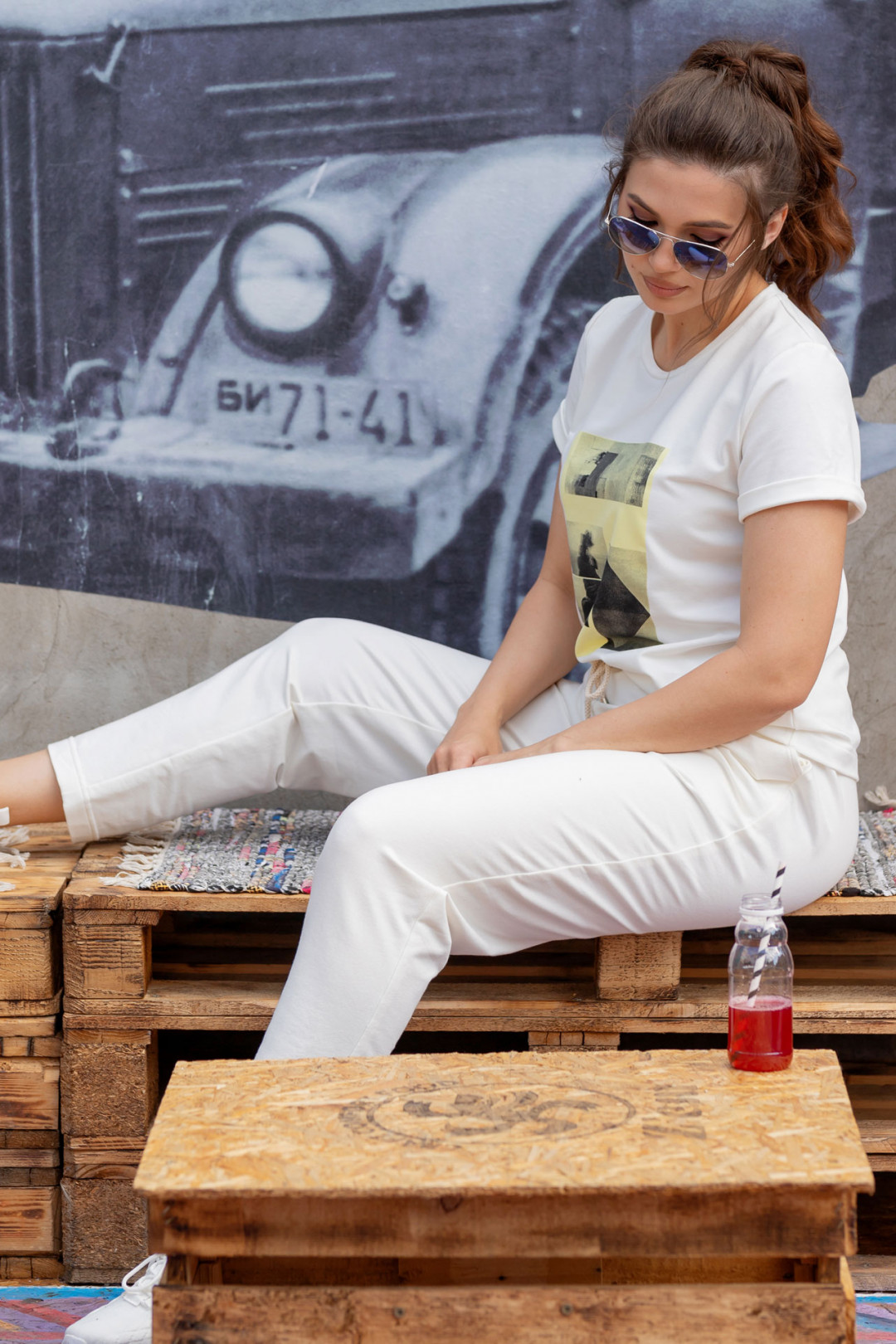 Брюки MisLana 674 молочный - фото 3