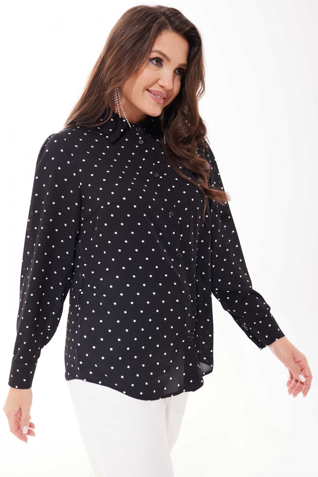 Блузка MisLana С818 черный горошки - фото 2