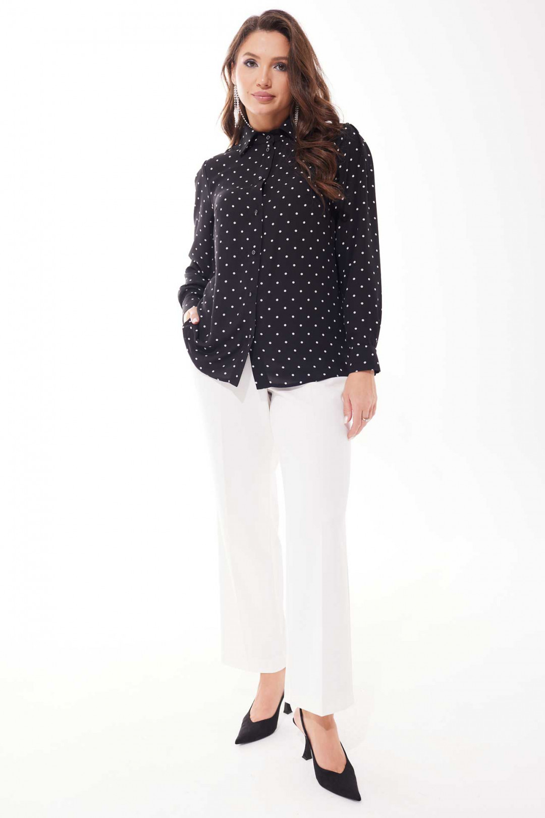 Блузка MisLana С818 черный горошки - фото 6