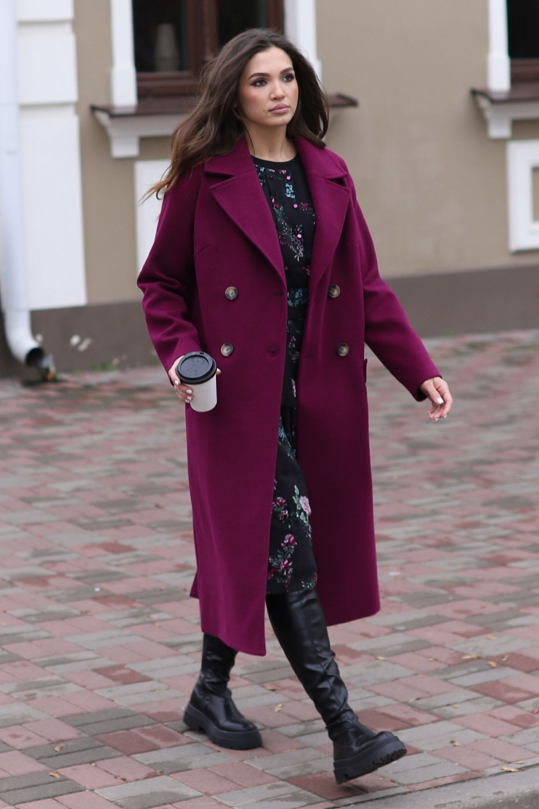 Пальто MisLana С855/1 бордо - фото 3