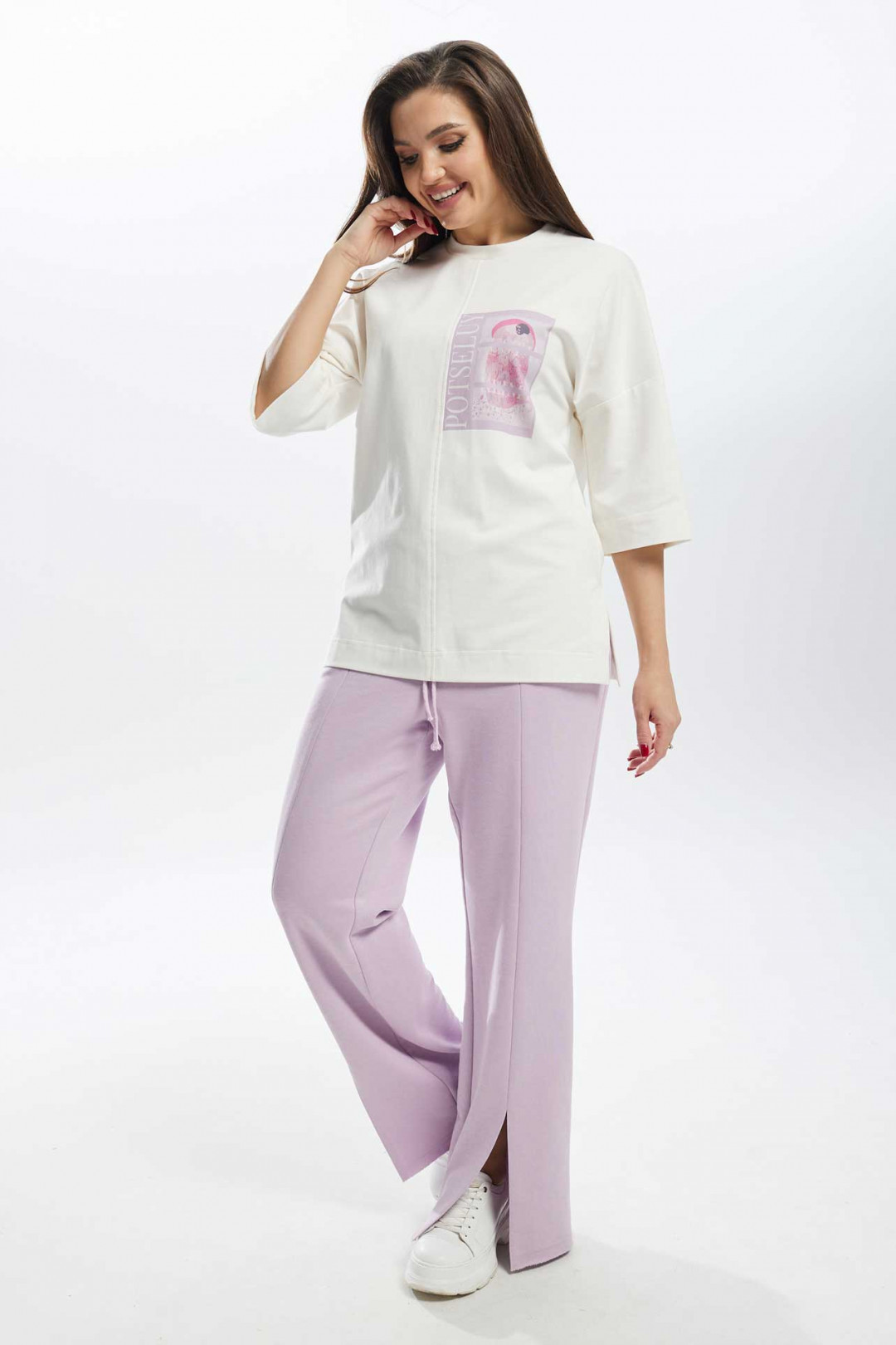 Костюм MisLana С896 белый+ лиловый - фото 4