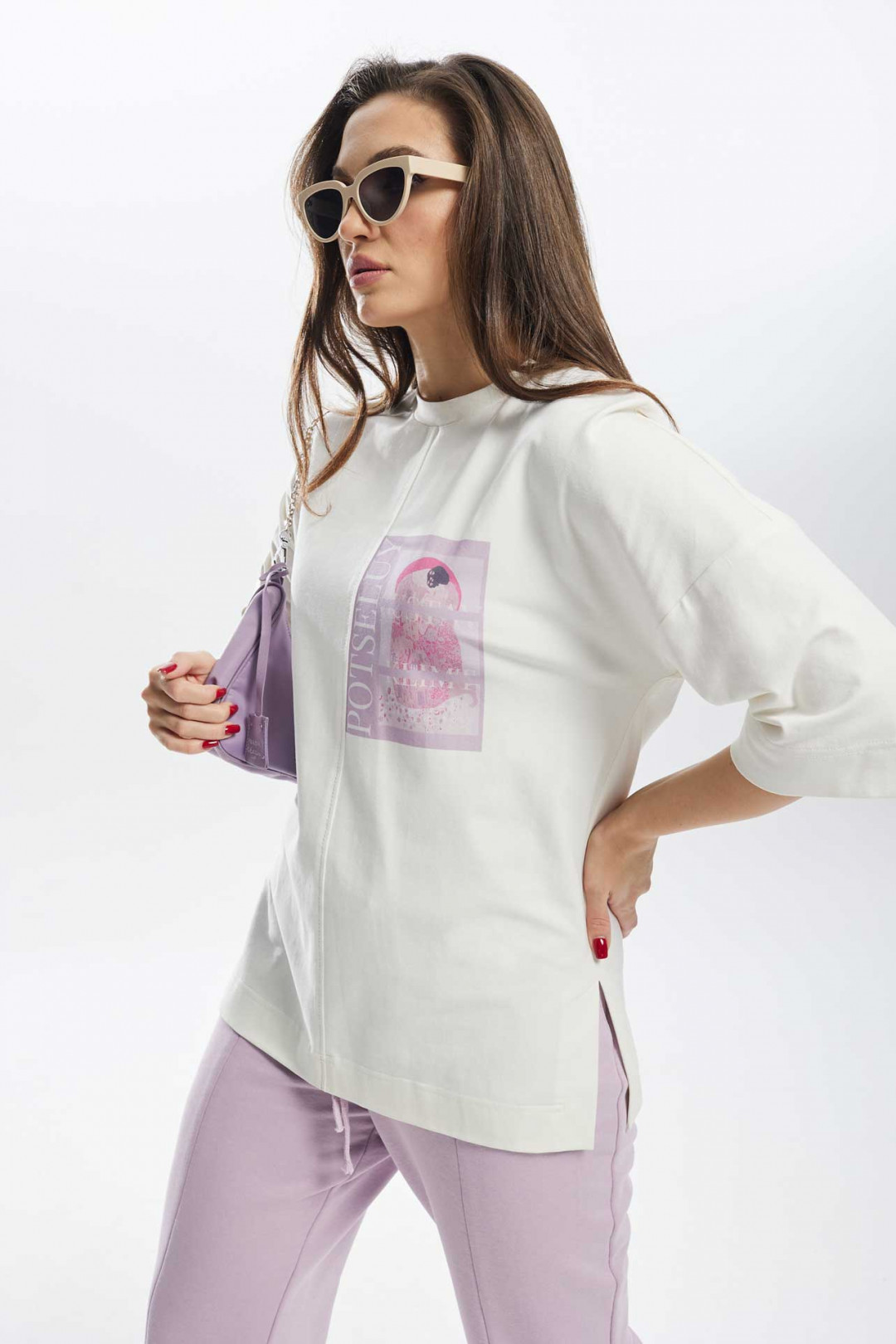 Костюм MisLana С896 белый+ лиловый - фото 5