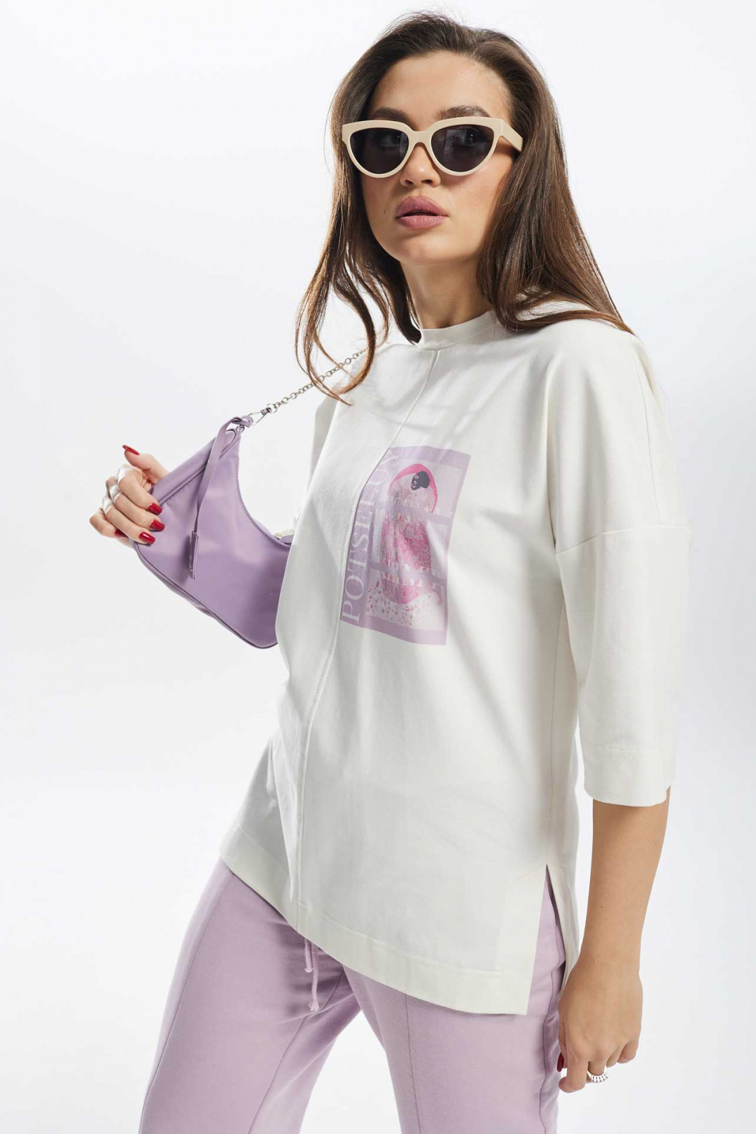 Костюм MisLana С896 белый+ лиловый - фото 6