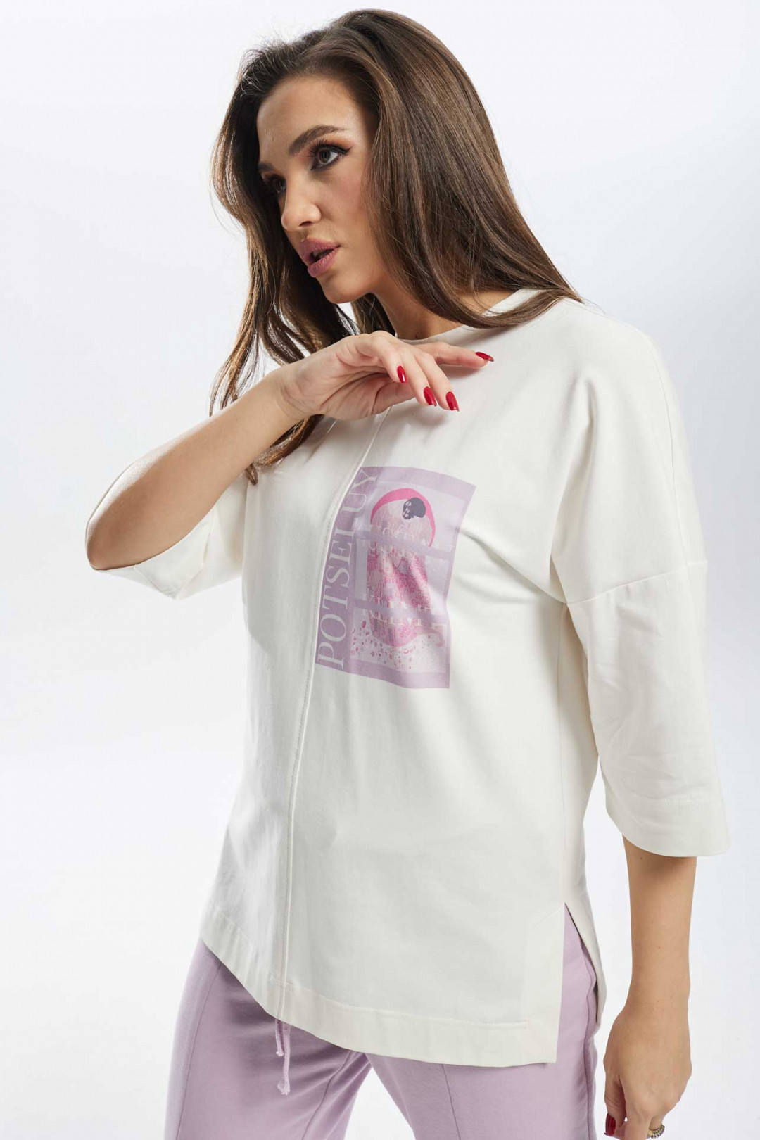 Костюм MisLana С896 белый+ лиловый
