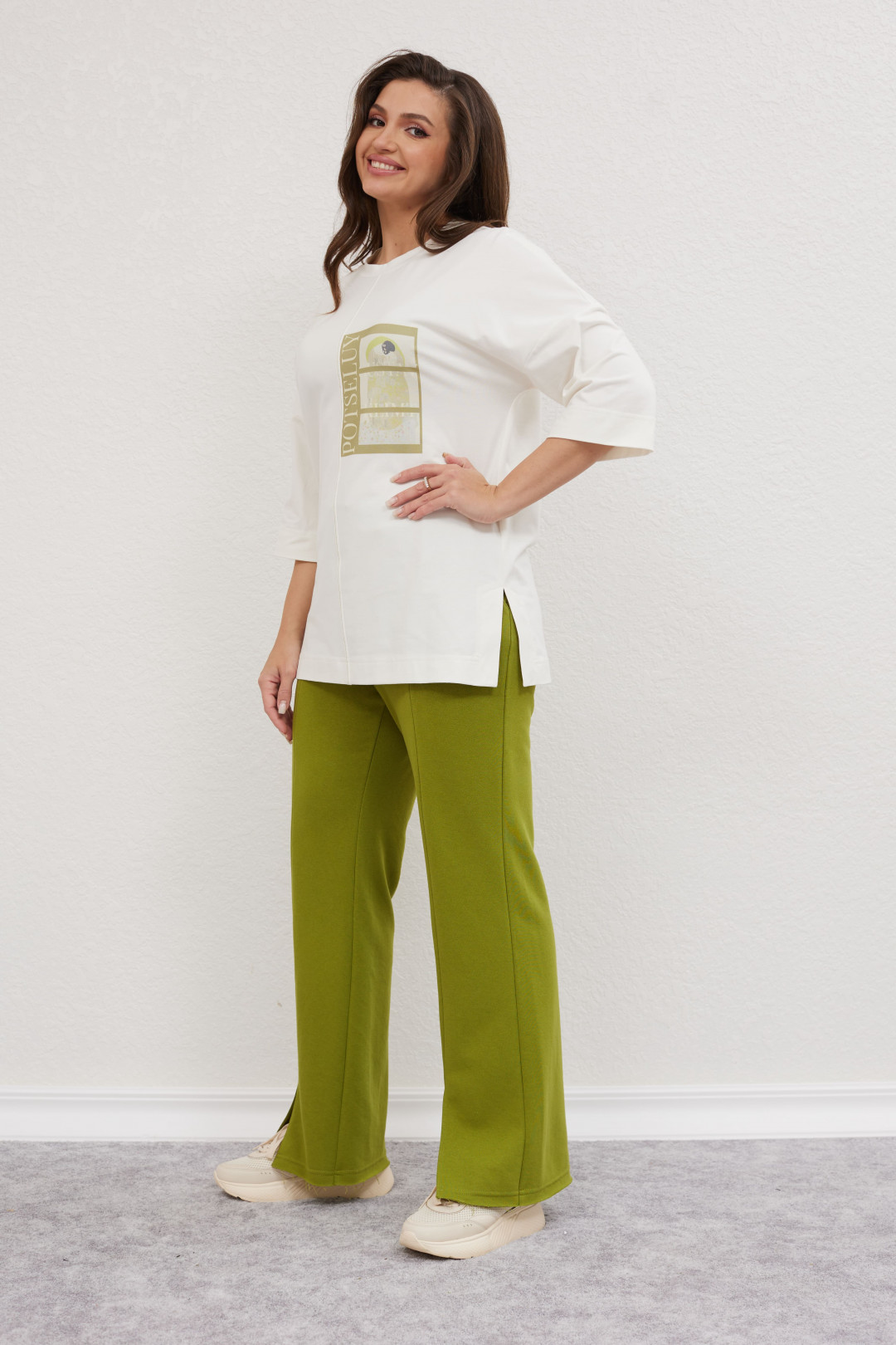 Костюм MisLana С896 белый + зеленый - фото 5