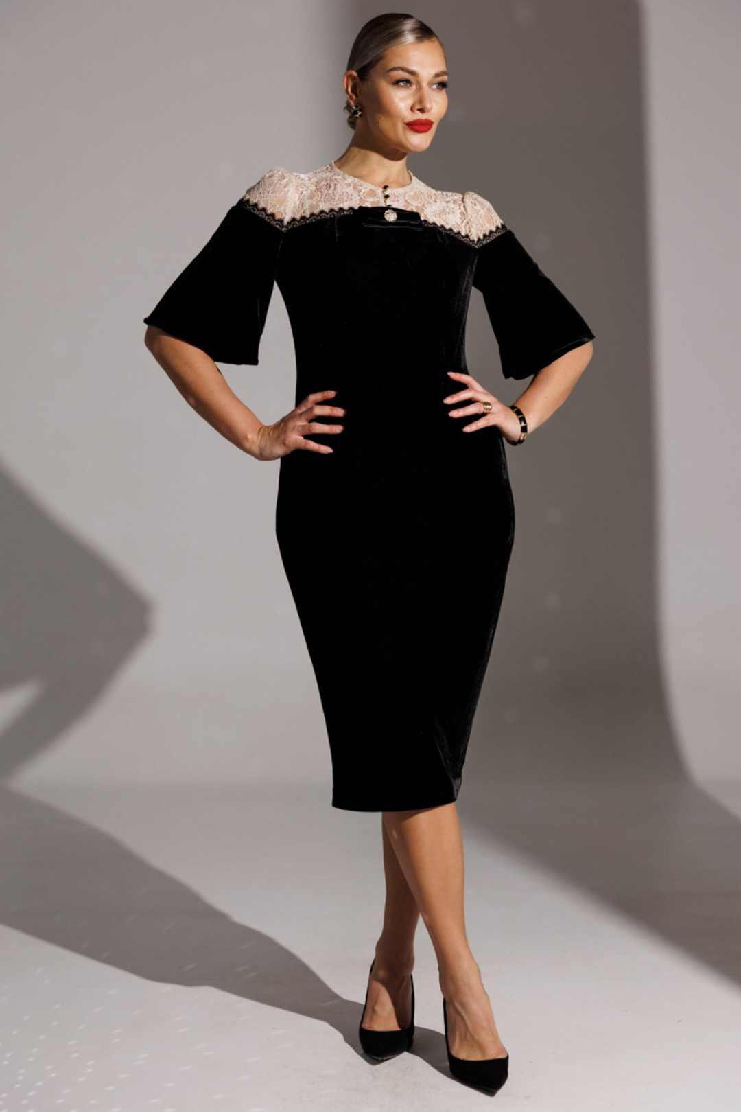 Платье Мода-Юрс 25-2874 черный + бежевый