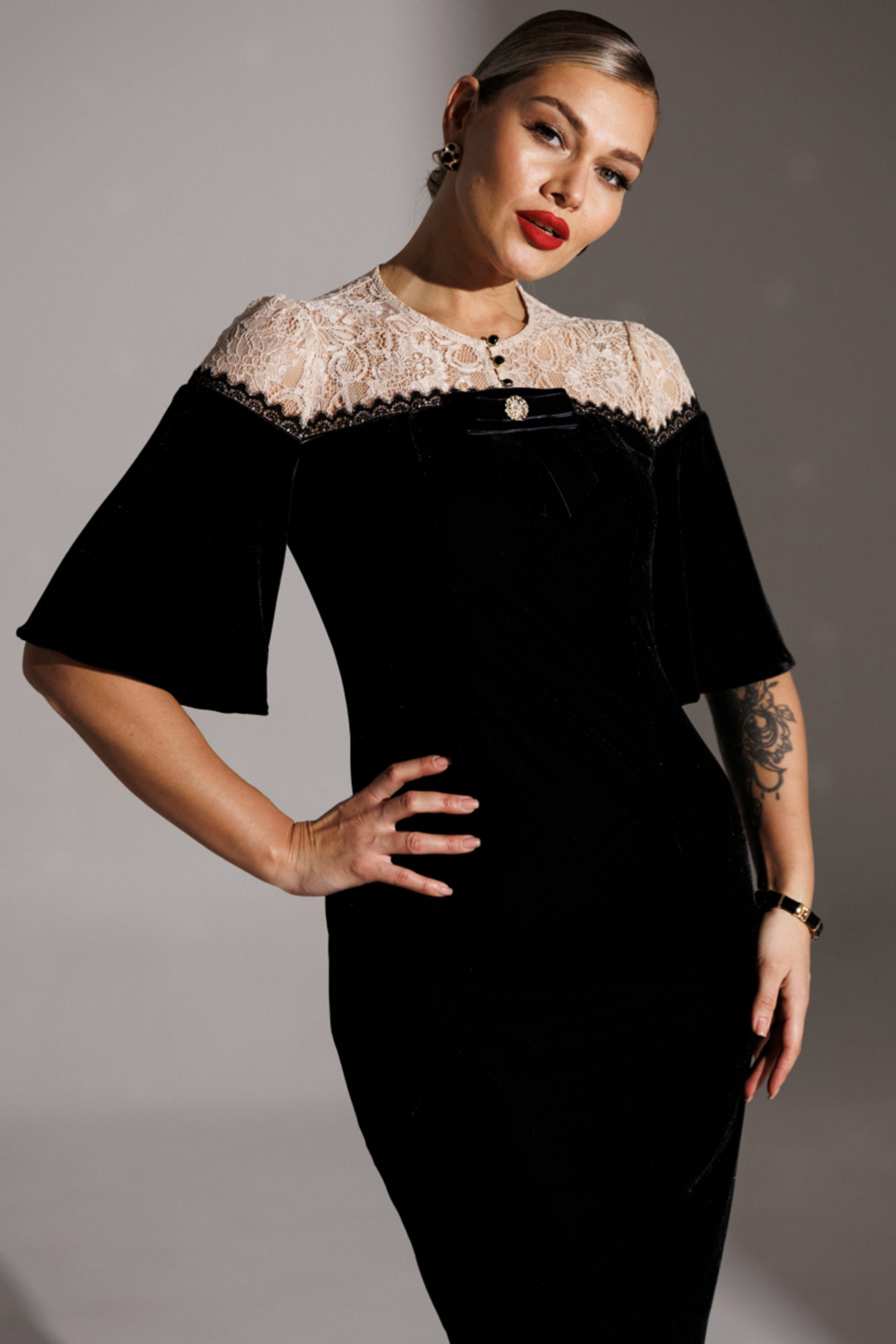 Платье Мода-Юрс 25-2874 черный + бежевый - фото 2