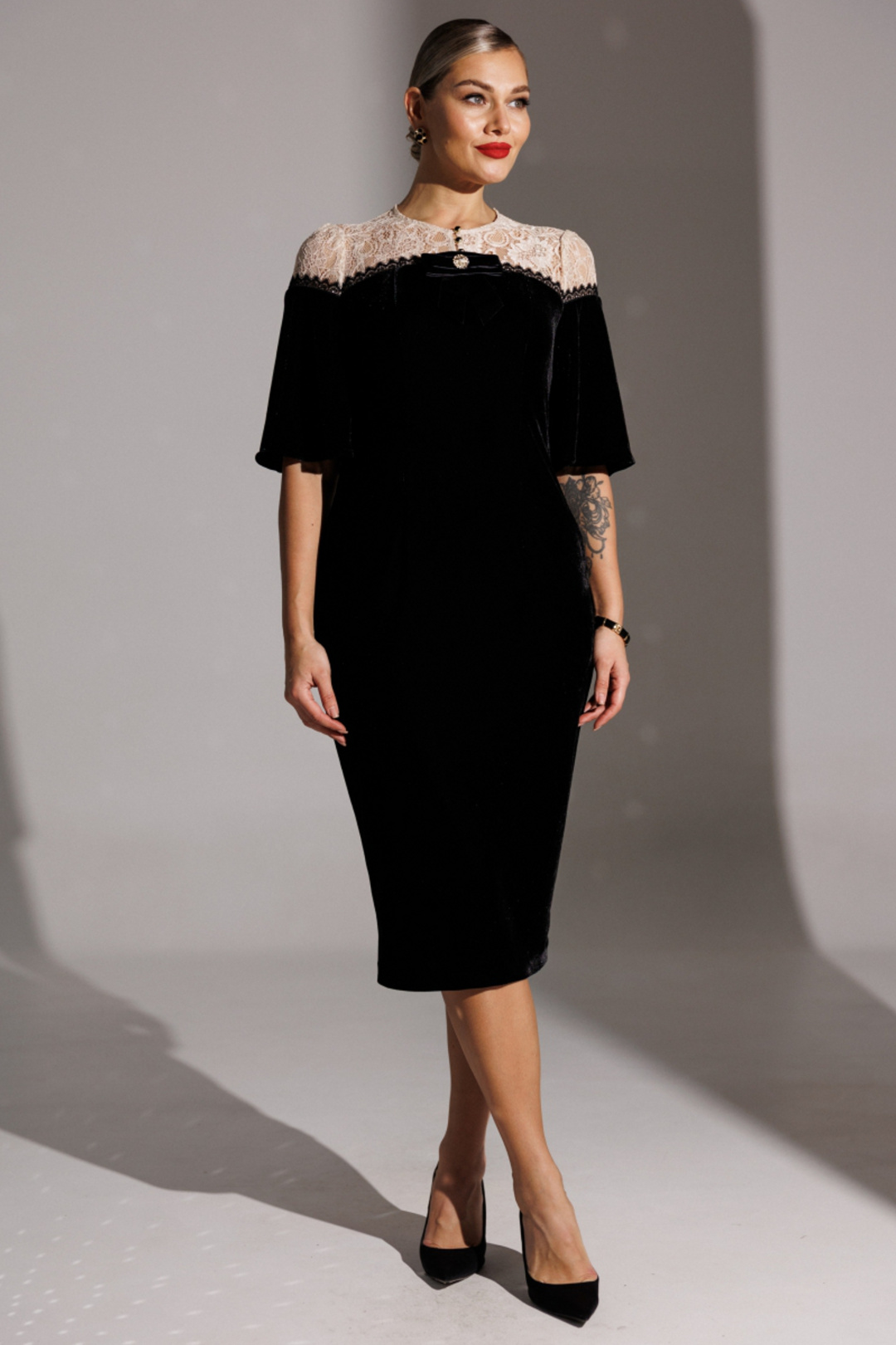 Платье Мода-Юрс 25-2874 черный + бежевый - фото 5