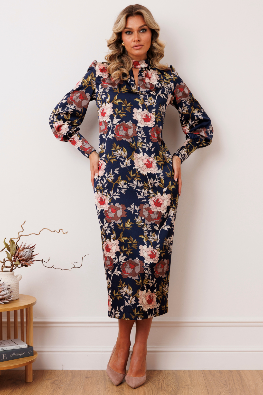 Платье Мода-Юрс 2915 темно-синий + цветы - фото 2