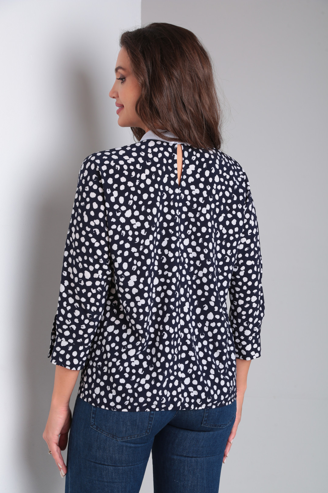 Блузка MODEMA 735-2 горох на синем - фото 3