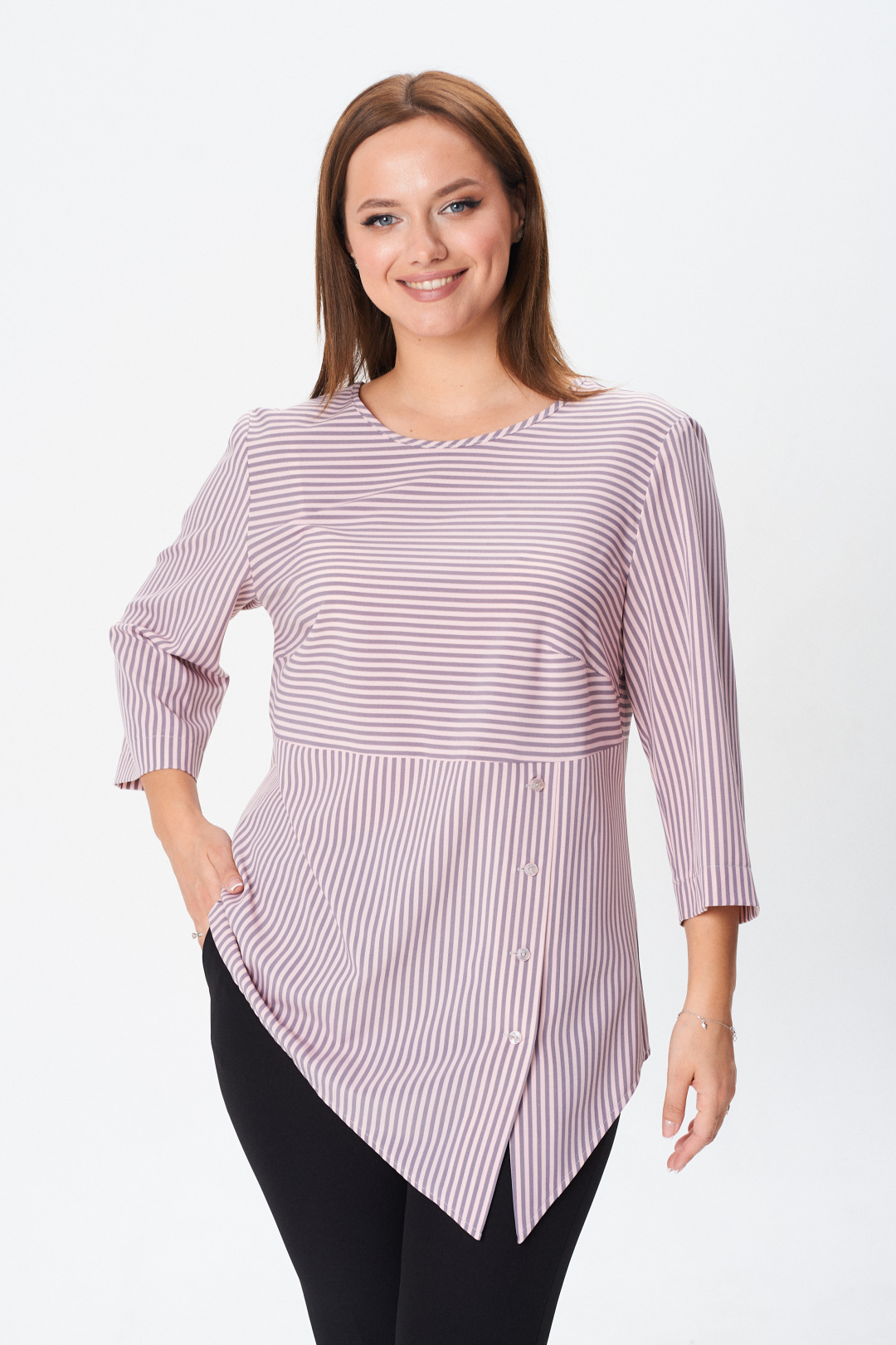 Блуза MODEMA 769-2 розово-серая полоска