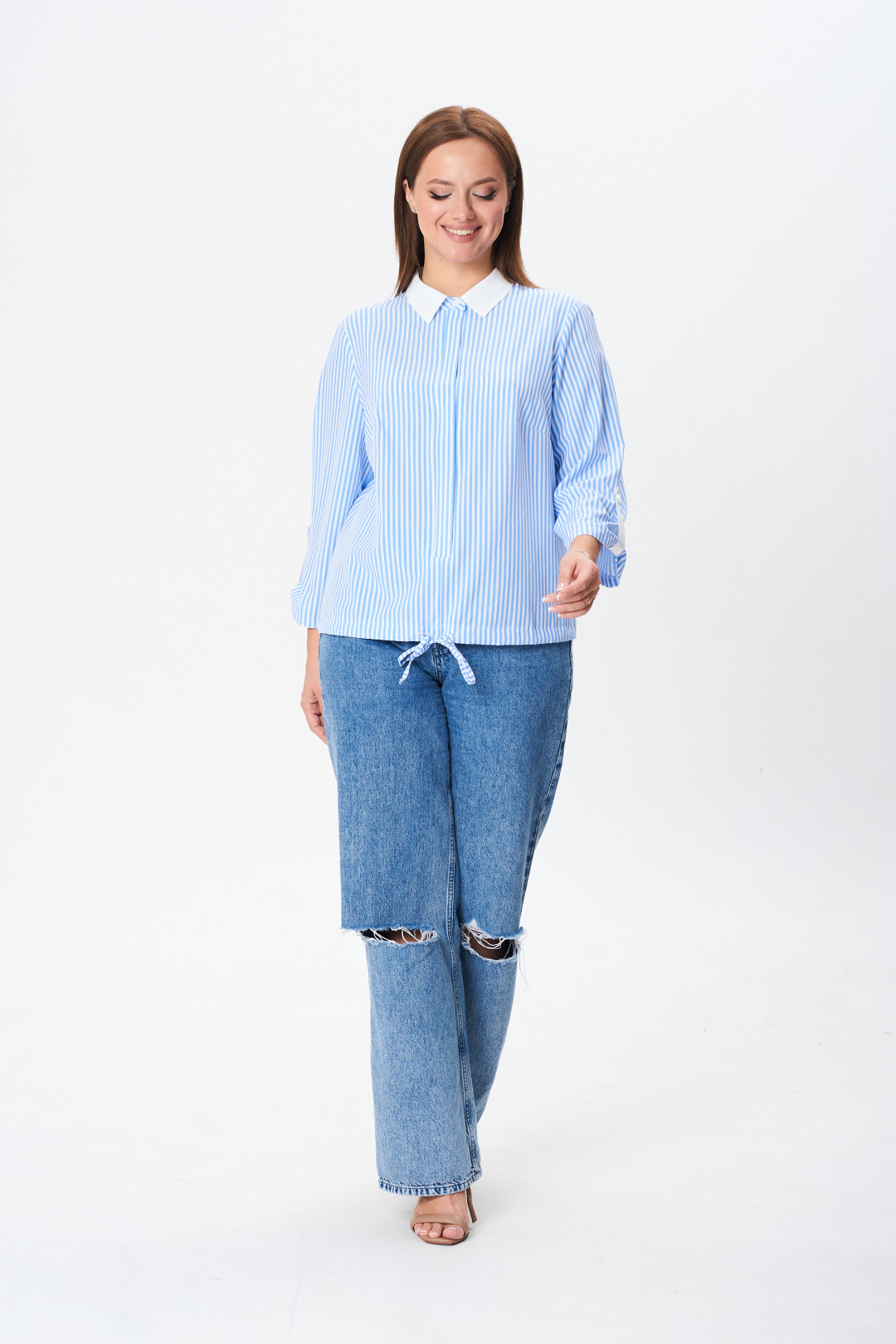 Рубашка MODEMA 770-1 голубая полоска - фото 5