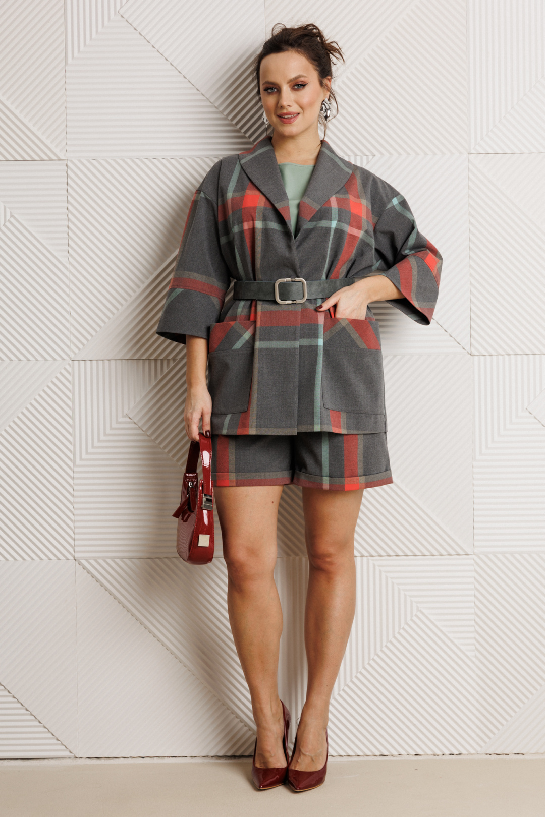 Костюм Мублиз 304 серая клетка - фото 1