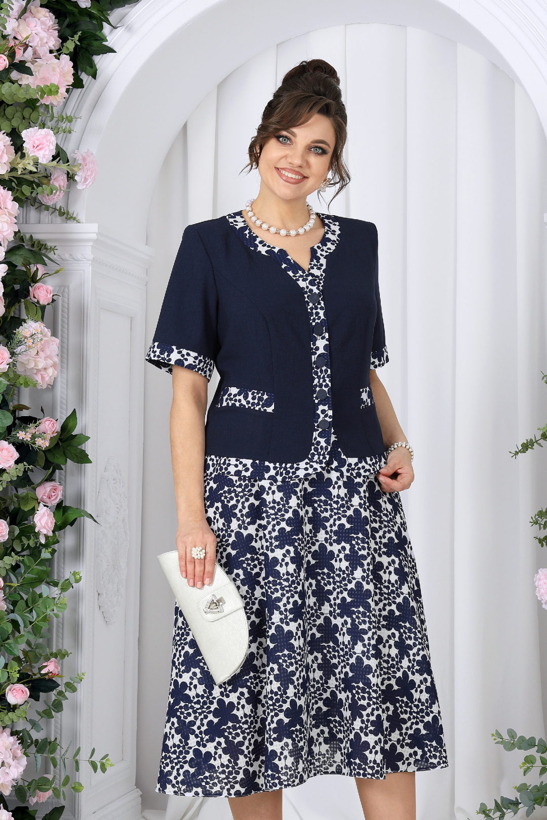 Костюм Ninele 5992 синий + цветы - фото 3