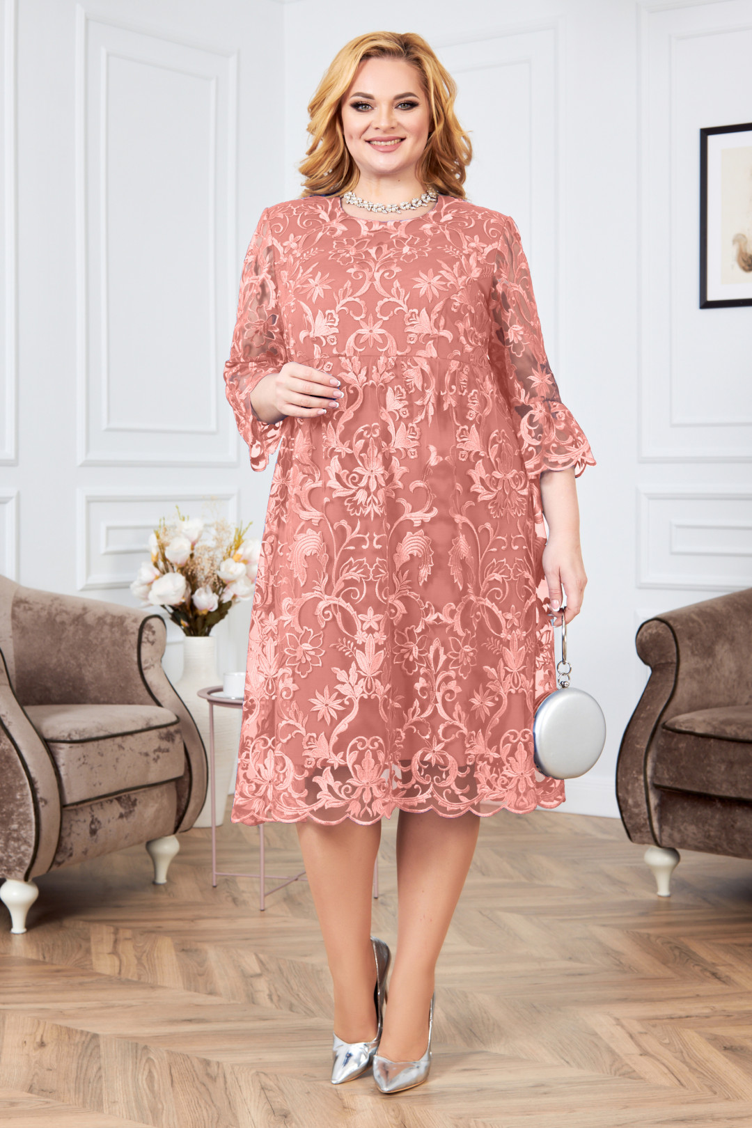 Платье Ninele 7372 темная пудра - фото 1