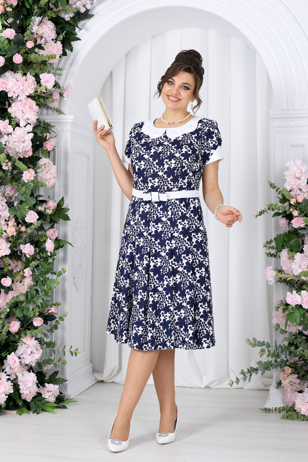 Платье Ninele 7533 синие цветы