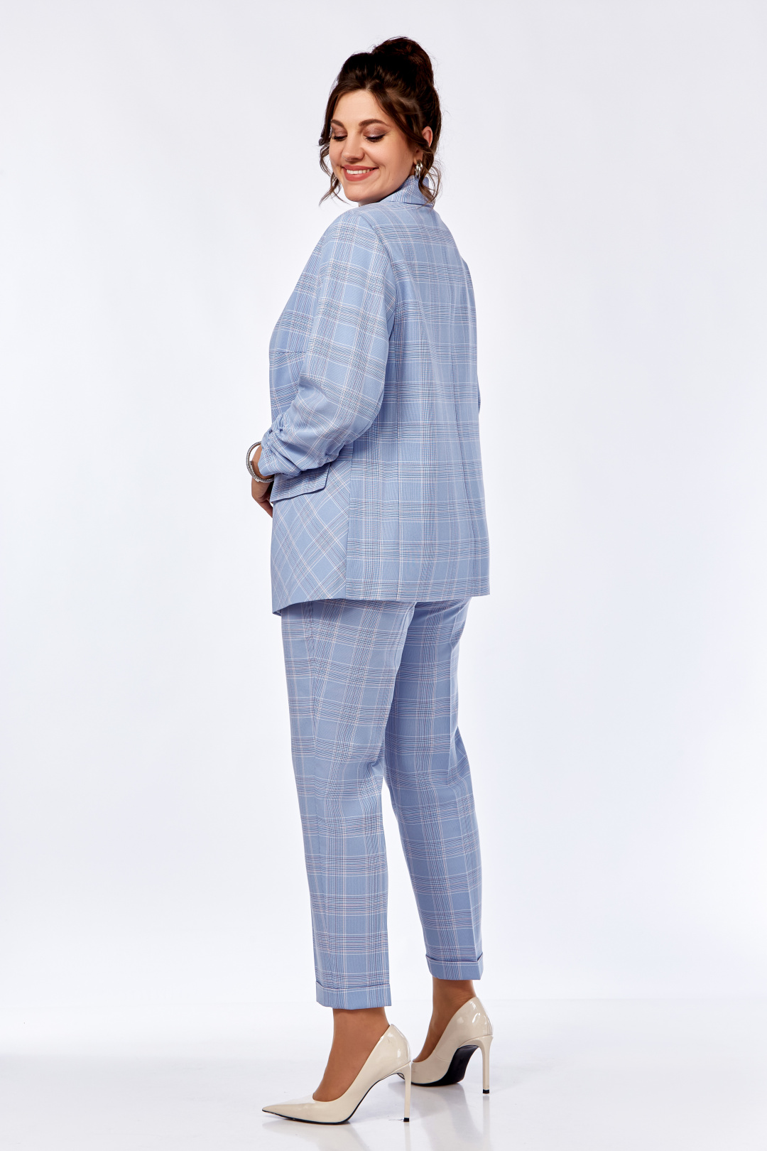 Костюм Ольга Стиль 614 серый + клетка - фото 5