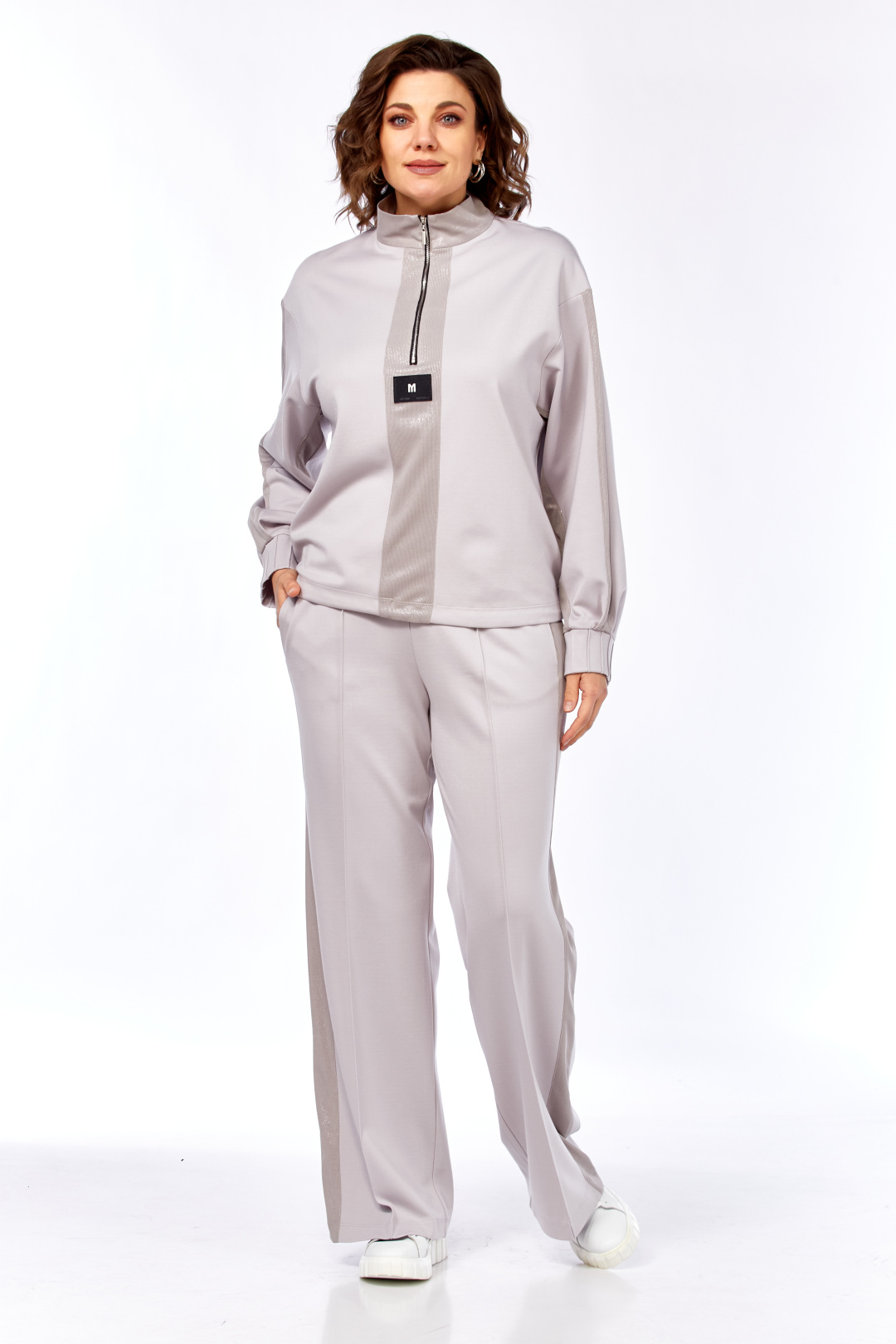 Костюм Ольга Стиль С1001 светло-серый - фото 5